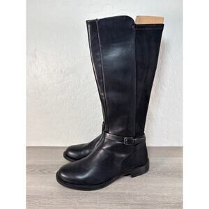 Ecco Womens Sartorelle Black Leather Suede Riding Knee High Boots EU 39 Size 8.5